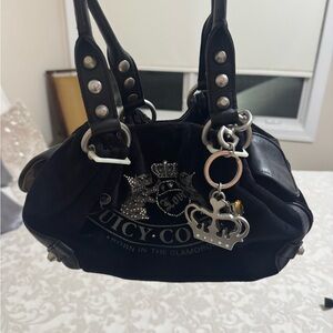 Juicy Couture Black Shoulder Bag with Crown Charm